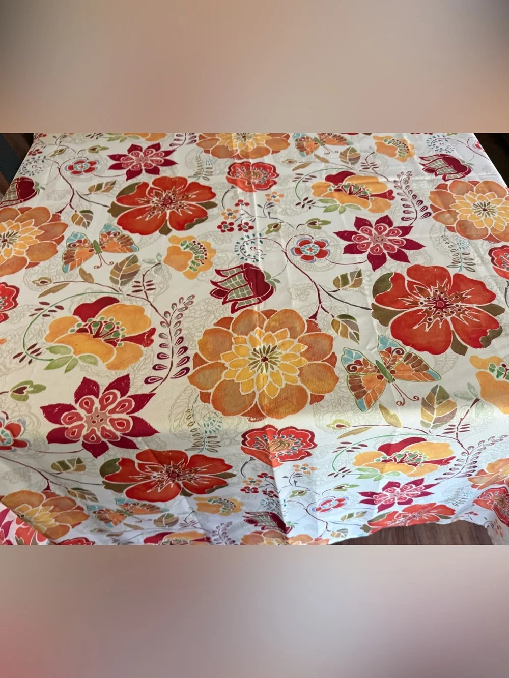 Fall Floral Butterfly Square Tablecloth 82x82